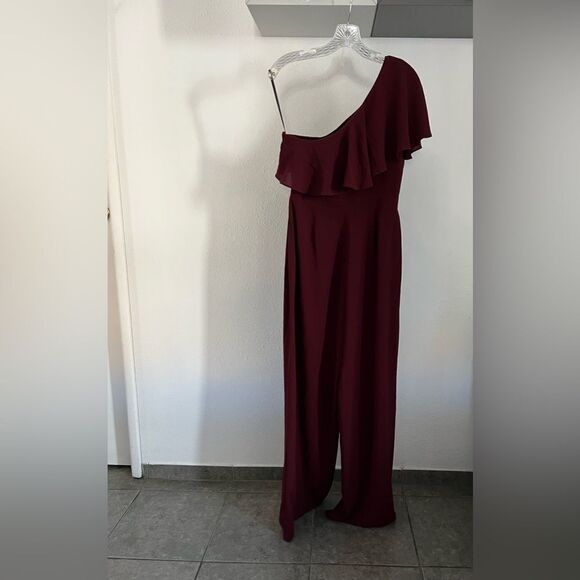 BB Dakota women one shoulder jumpsuit bordeaux New without tag Nordstrom - Picture 10 of 11